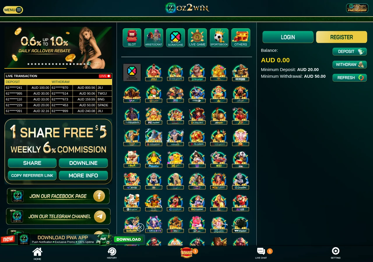 Oz2Win casino overview introduction